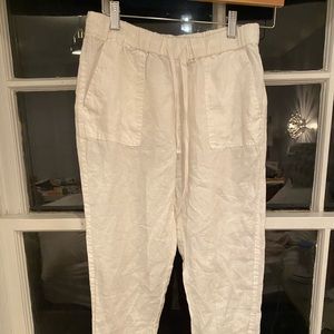 White linen joggers